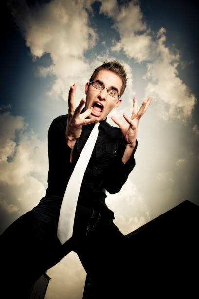 Screaming Grimacing Shocked Young Man