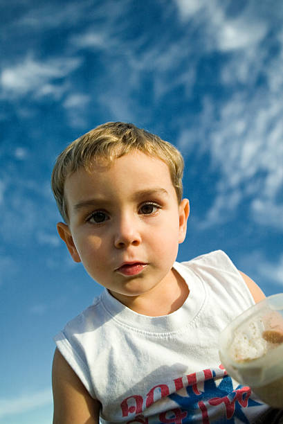 frog perspective boy playing