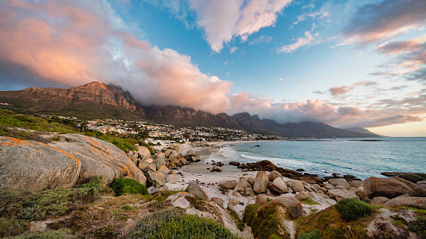 Camps Bay Beach Waterfront Panorama Cape Town South Africa Twilight