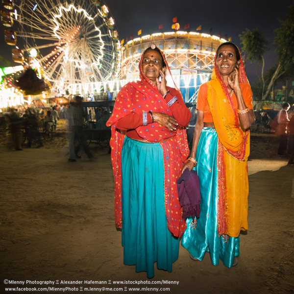 Indian Women Night at Pushkar Camel Fair, Rajasthan, India