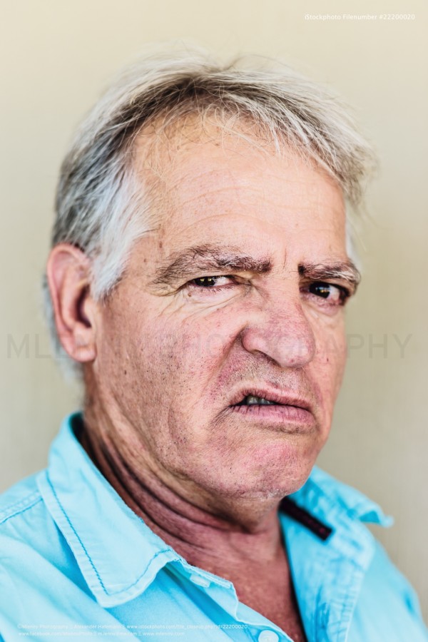 Snarling, Meh. Senior Man Portrait