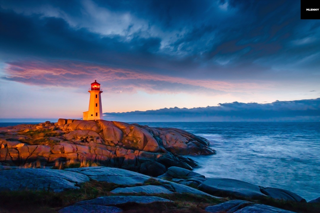Peggy's Cove Lighthouse Sunset, Nova Scotia