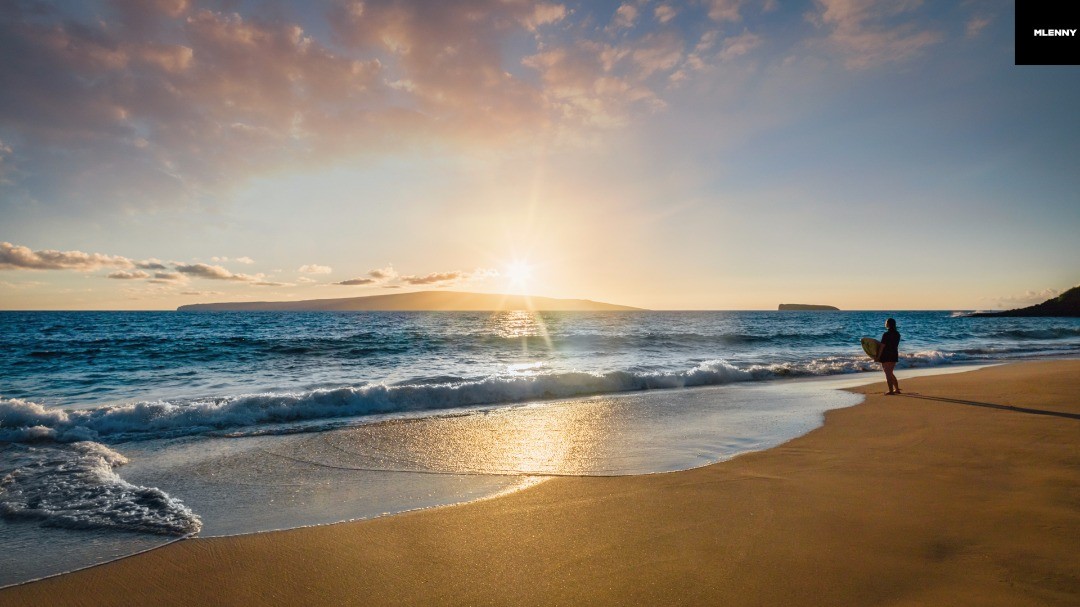 Surfin' USA. Makena Beach Sunset Tranquility. Maui Island, Hawaii